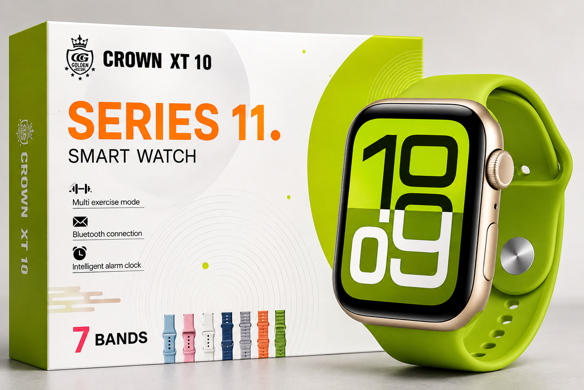 Crown XT 10 Series 11 Smart Watch 7 Bands Included | HD Display | Bluetooth | IP67 Water Resistant