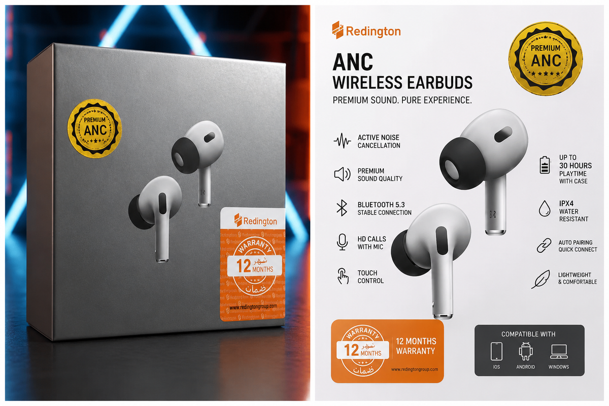 Redington ANC Wireless Earbuds Active Noise Cancellation | Bluetooth 5.3 | Touch Control | 12-Month Warranty